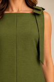 Bow Sleeveless Textured Mini Dress
