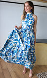 Floral Print Halter Neck Tiered Maxi Dress