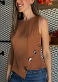Squared Cut Button Blouse