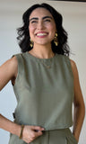 Linen Effect Sleeveless Top