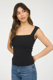 Black Square Neck Sleeveless Top