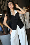 Black and White Halter Vest