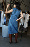Sleeveless Denim Utility Midi Dress