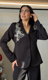 Black Rhinestone Detail Blazer