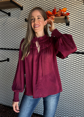 Ruffle And Tie Front Detail Blouse