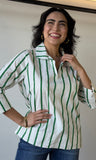 Stand Collar V-neck 3/4" Sleeve Blouse