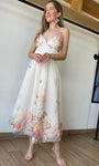 Organza Floral Print Maxi Dress