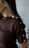 Coffee Gold Button Sweater