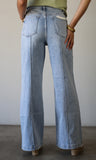 High Waist Wide Leg Pintuck Detailed Jeans
