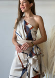 Multi-Colored Satin Dress