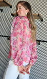 Pink Flower Print Blouse