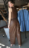 Faux Leather Brown Pants