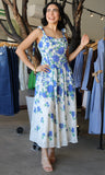 Printed Tied Strap Sleeveless Long Dress
