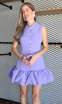 Sleeveless Bubble Hem Buttoned Mini Dress