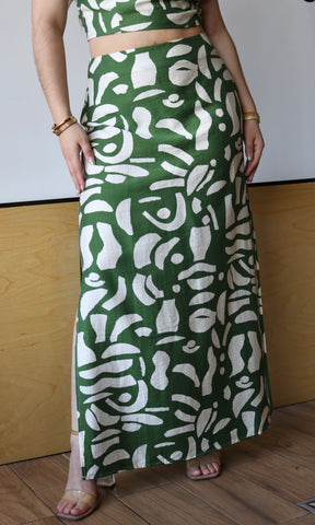 Green Print Skirt