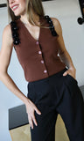 Brown Flower Detail Vest