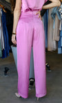 Satin Wide-leg Pants With Metal-accent Belt