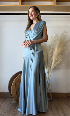 Satin Pleated Gown