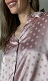 Dot Printed Satin Blouse Top