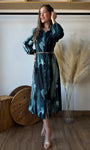 Green Swirl Button Dress