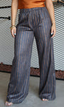 High Waist Elastic Band Stripe Pants