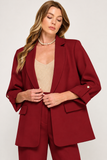 Notched Lapel Flap Roll Up Sleeve Blazer