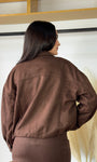 Suede Collared Zip-up