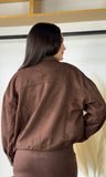 Suede Collared Zip-up