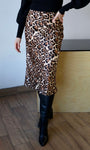 Leopard Print Satin Skirt