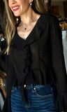 V Neck Ruffle Blouse