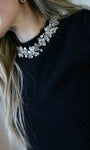 Black Jewel Neck 3/4 Sleeve Sweater