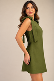 Bow Sleeveless Textured Mini Dress