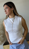 Sleeveless Mock Neck Ribbed Knit Top