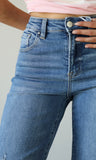 High Rise Ankle Wide Cuffed Jeans