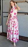 Floral Print Halter Maxi Dress
