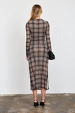 Plaid High Neck Midi Dress