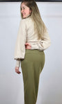 High Waist Pocket Front Slit Midi Skirt