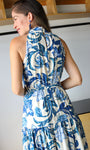 Floral Print Halter Neck Tiered Maxi Dress