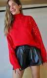 Red Sequin Detail Sweater