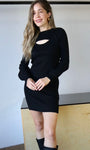 Cut Out Detail Rib Knit Dress