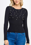 Black Embellished Long Sleeve Sweater Top