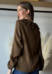 Ruffled V-neck Long Sleeve Blouse