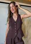 Brown Vest with Gold Buttons