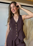 Brown Vest with Gold Buttons
