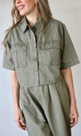 Olive Fron Pocket Blouse