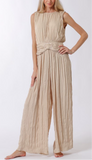 Sleeveless Cf Buckle Pleated Jumpsuit