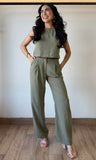 Linen Effect Sleeveless Top