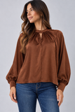 Pleat Detail Long Sleeve Blouse