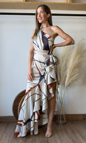 Multi-Colored Satin Dress