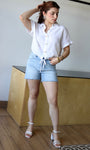 Short Sleeve Drawstring Hem Shirt